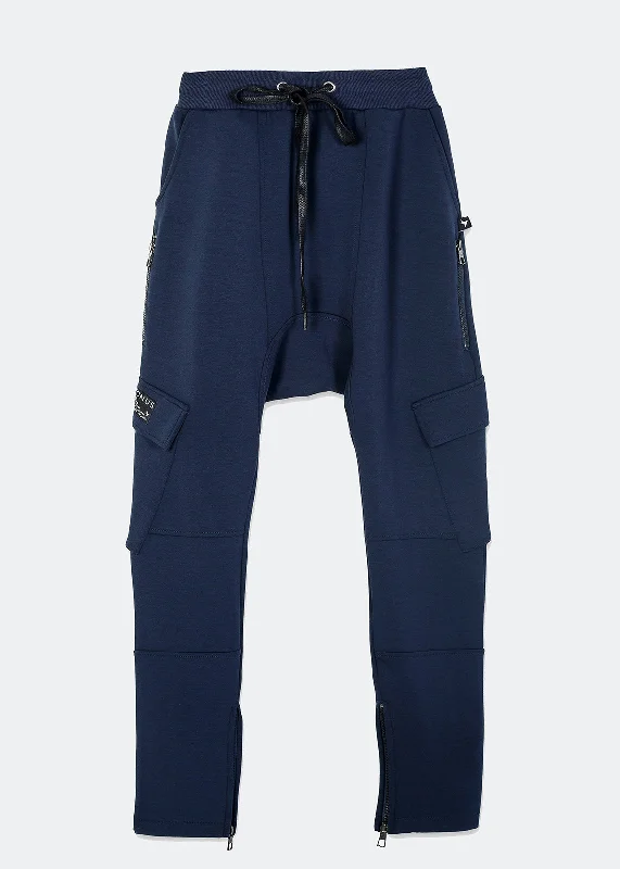 Konus Men's Ankle Zip Cargo Sweatpants in Navy