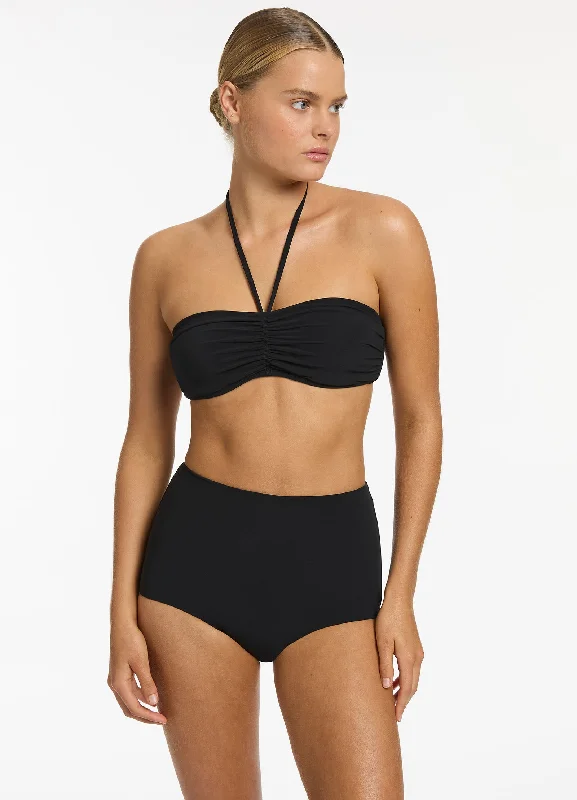 Jetset Underwire Bandeau Bikini Halter Top - Black