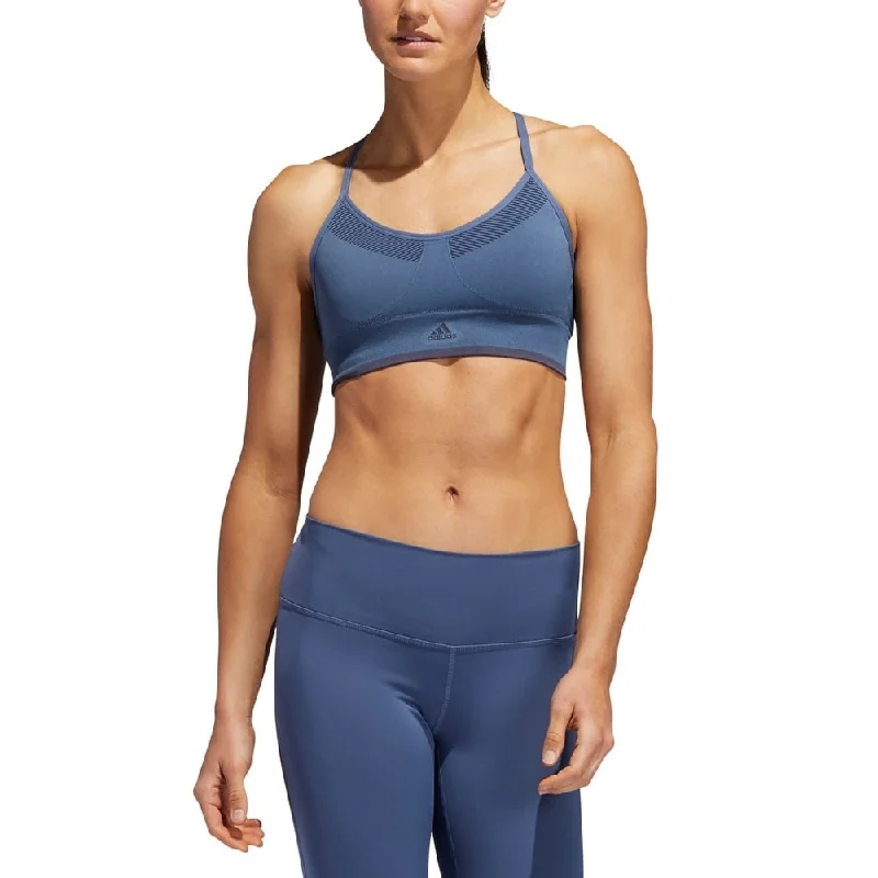 Adidas Women's Primeknit All Me Seamless Low Impact Sports Bra Blue Size X-Large