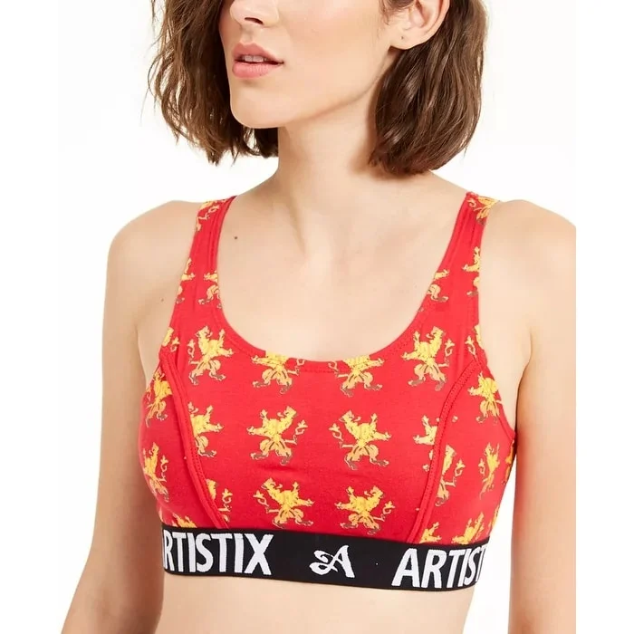 Artistix Junior's Printed Logo Band Sports Bra Red Size Medium - S