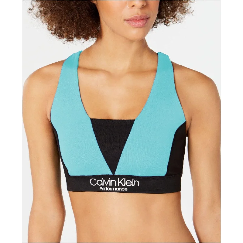 Calvin Klein Women's Crisscross Back Low-Impact Sports Bra 2 Extra Large - Aqua - XX-Large