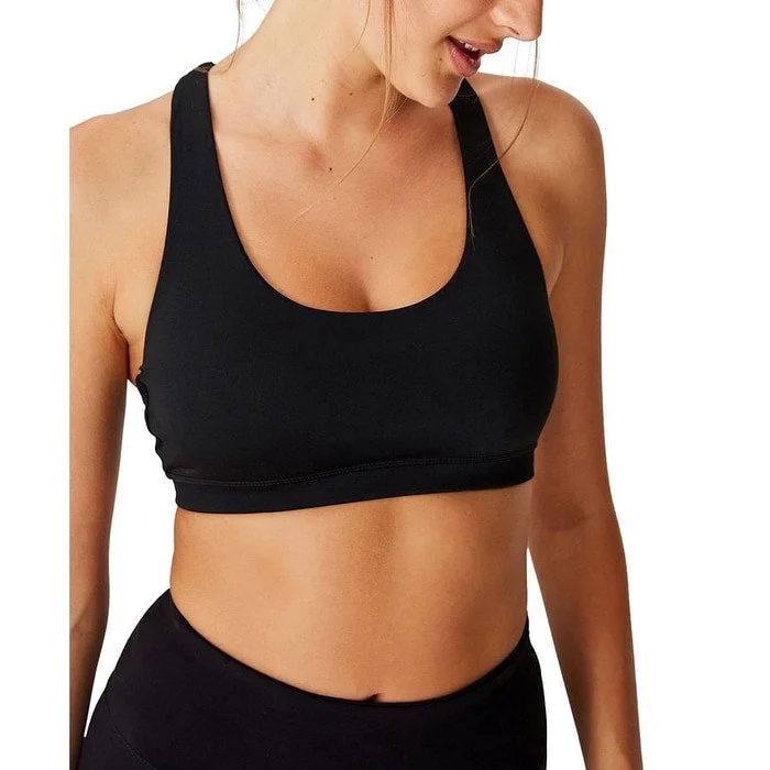 Cotton On Women's Strappy Sports Crop Bra Black Size Small