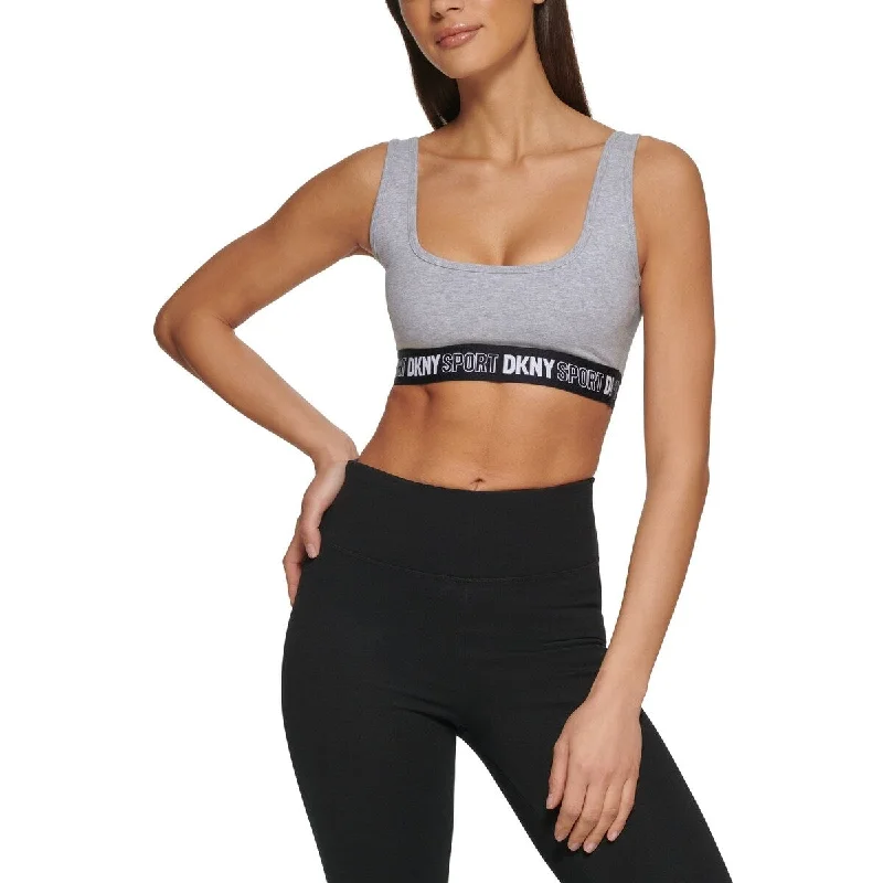 Dkny Women's Outline Logo Elastic Bralette Gray Size Large