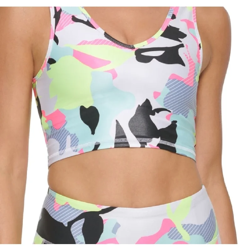 Dkny Women's Sport Camo Floral Print Sports Bra Yellow Size Medium