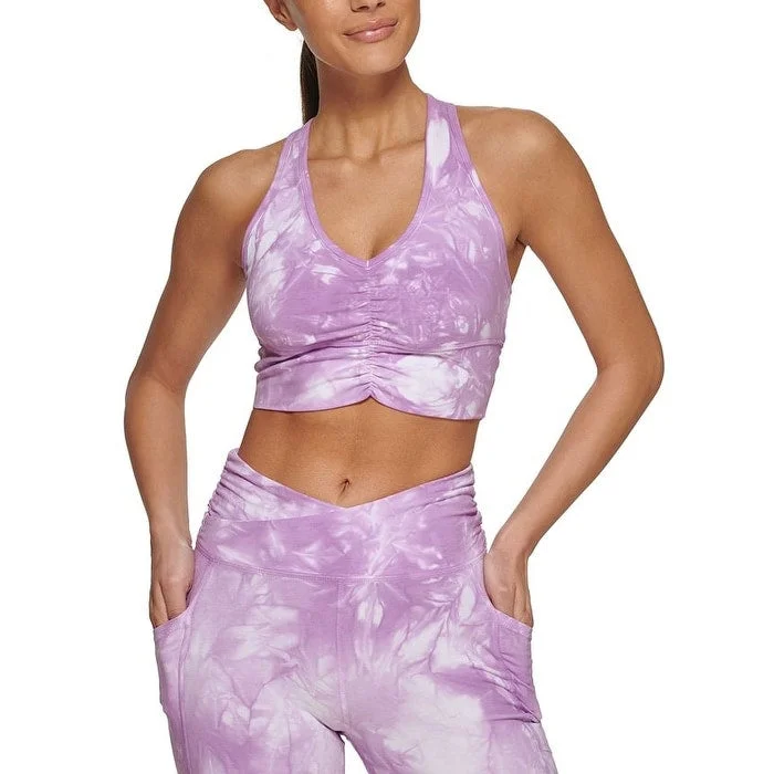 Dkny Women's Tie Dye Low Impact Sports Bra Purple Size Large