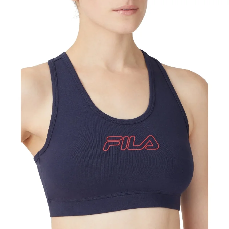 Fila Women's Bloom Logo Pullover Jersey Sports Bra Blue Size 2X