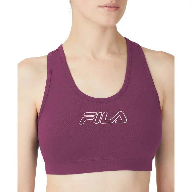 Fila Women's Bloom Logo Pullover Jersey Sports Bra Purple Size 3X