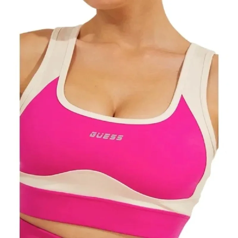 Guess Women's Contrast Cutout Back Active Bra Pink Size X-Small