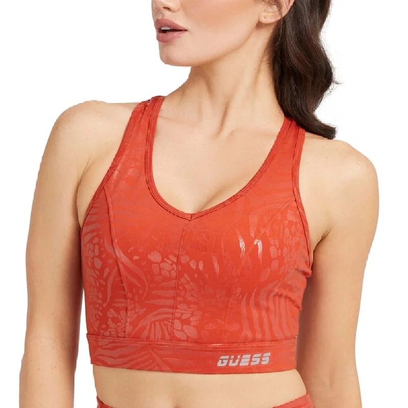 Guess Women's Deborah Low Impact Sports Bra Red Size Large