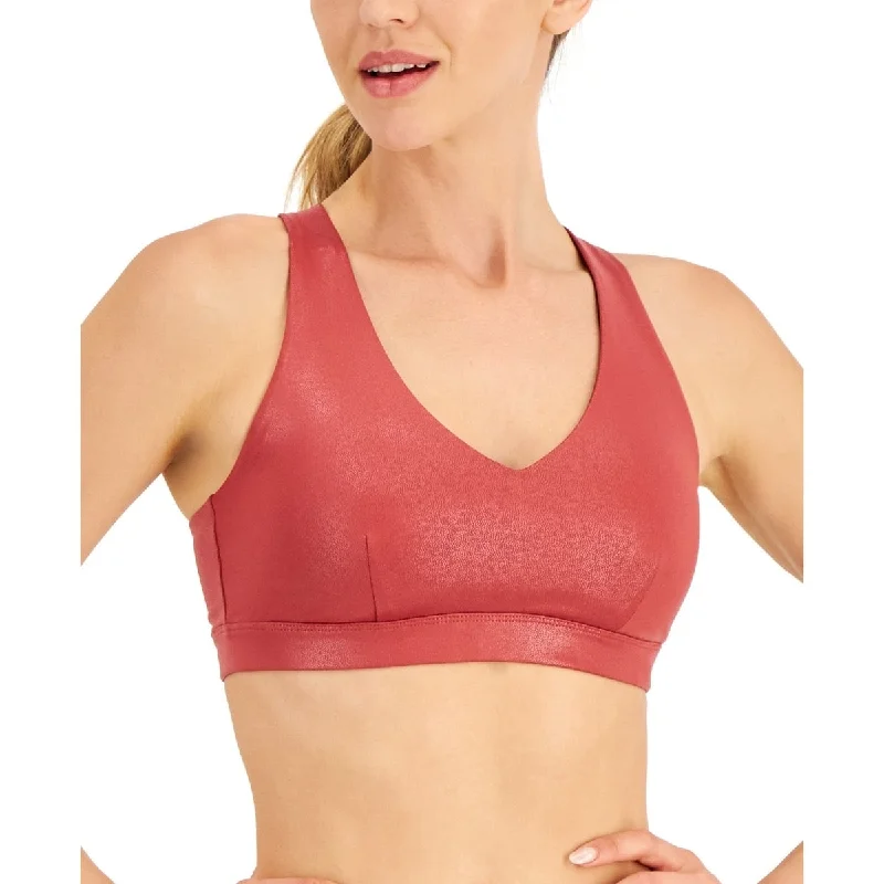 Id Ideology Women's Metallic Strappy Bra Red Size X-Large