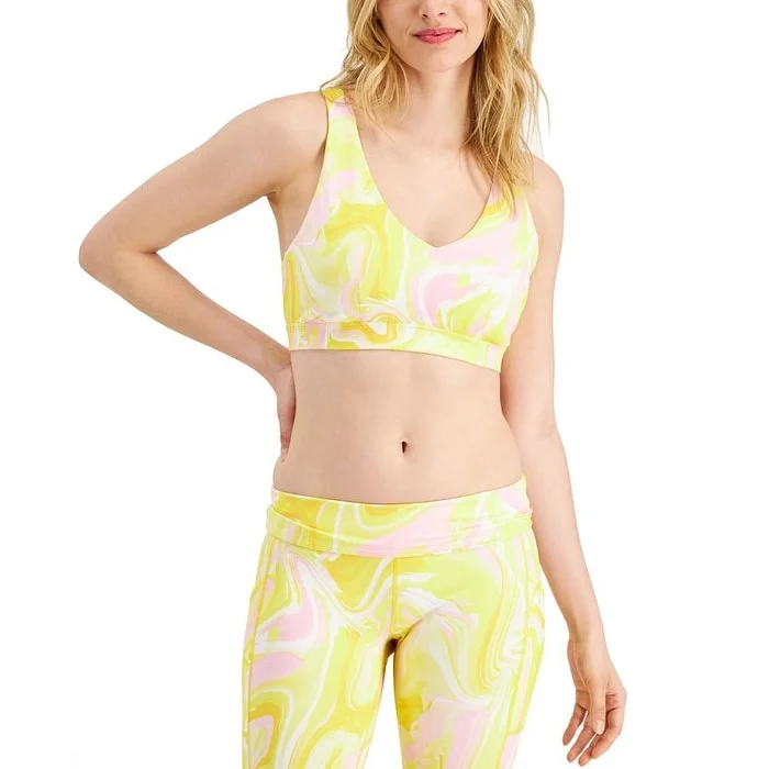 ID Ideology Women's Watercolor Whirl Low Impact Sports Bra Yellow