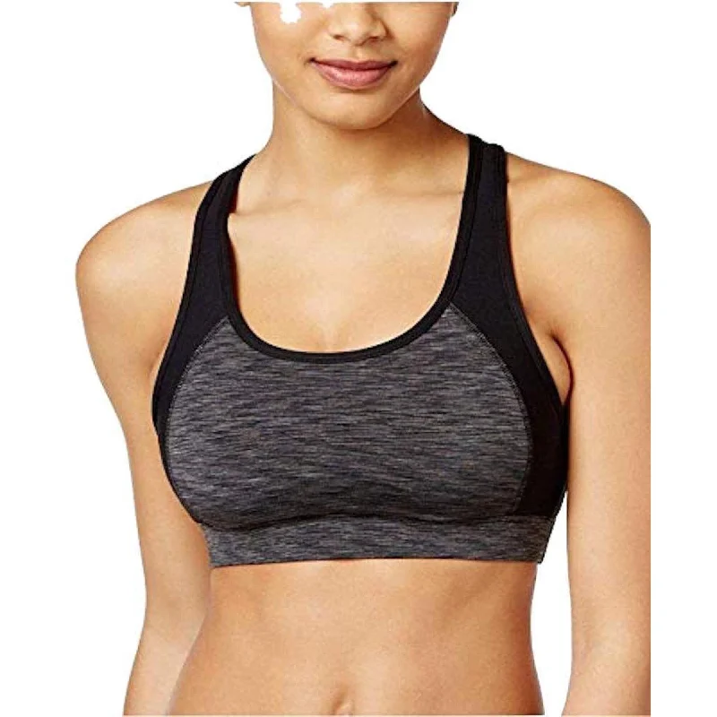 Ideology Women's Ladder Back Medium Impact Sports Bra Noir Grey Small - Black