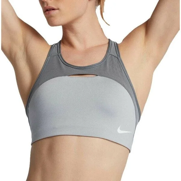 Nike Women's Swoosh Modern Sports Bra Wolf Grey Cool Grey Size Large