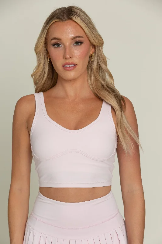 Pearl Pink Lined Crop Bra Top