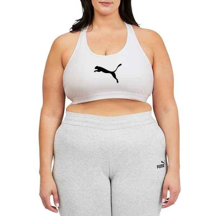 Puma Women's 4Keeps Mid Impact Sports Bra White Size 1X