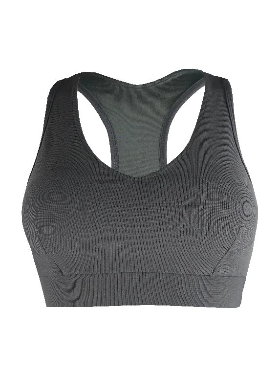 Ribbed charcoal - sports bra