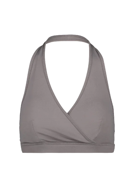 Slate grey - halter neck sports bra