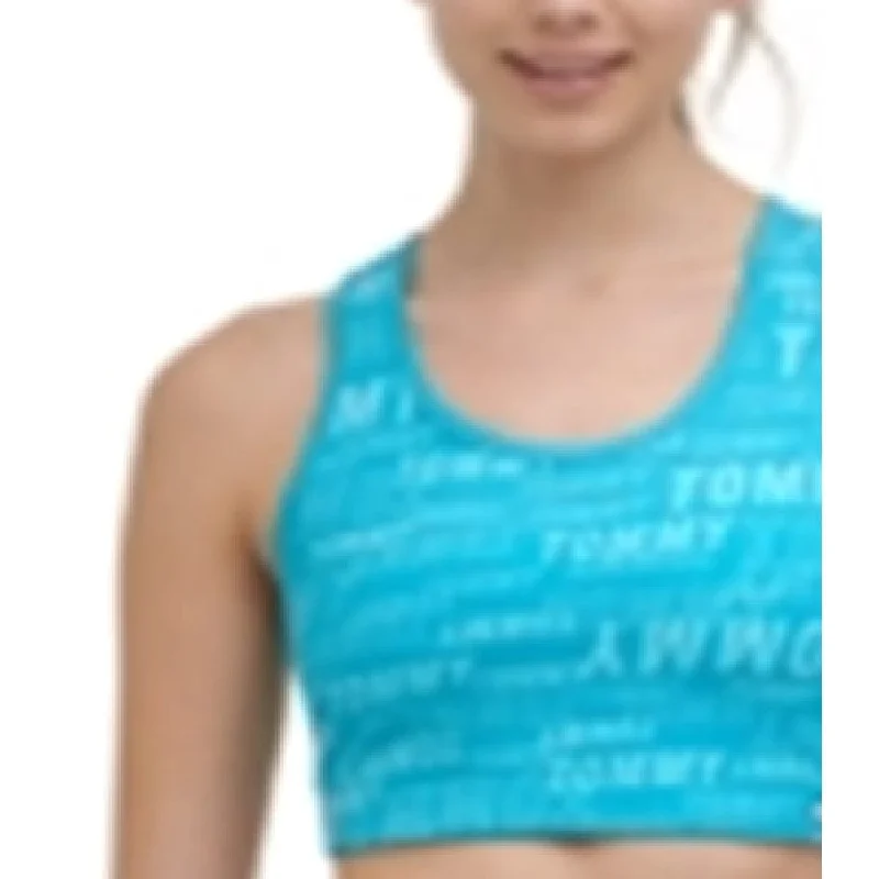 Tommy Hilfiger Women's Low Impact Monogram Sports Bra Blue Size Large