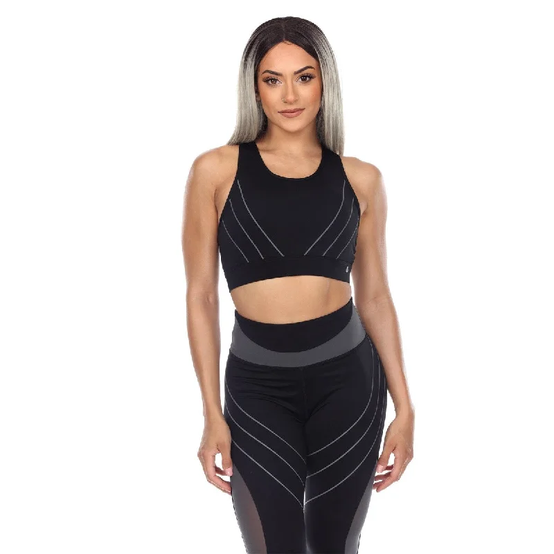 White Mark Women's Cut-Out Back Mesh Sports Bra